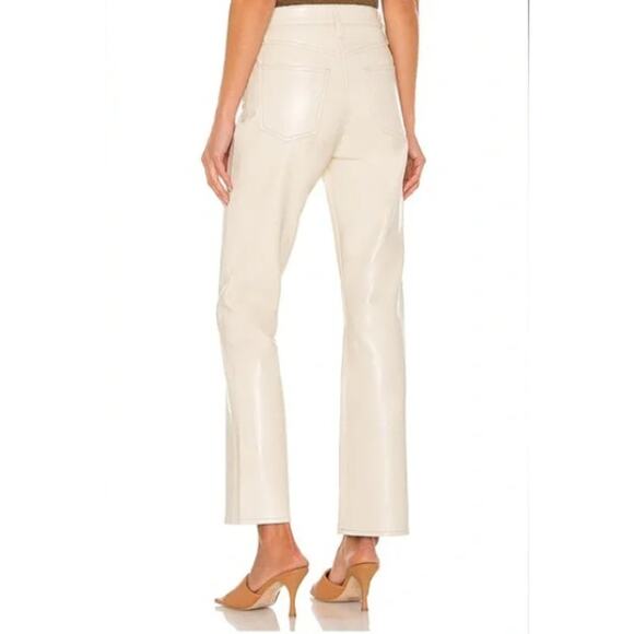 Citizens of Humanity Pants Women 24 Isola Cropped Bootcut Recycled Leather Cream - Picture 3 of 16